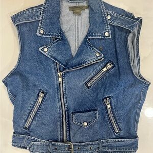 Vintage Calvin Klein Sport Moto Denim Jacket Vest Size Large